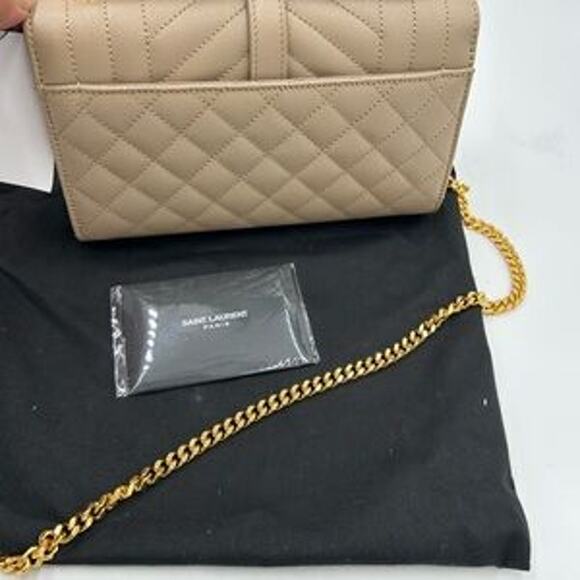 Women's SaintLaurent YSL envelope quilted grain , embossed leather made in Italy - Picture 6 of 13